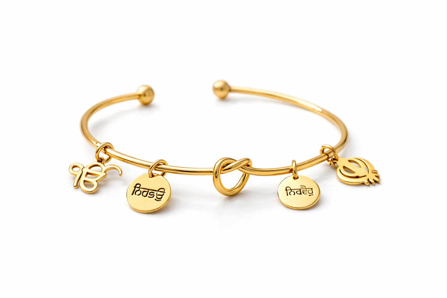 Nirbhau Nirvair Charm Cuff Bangle-thumbmail-1