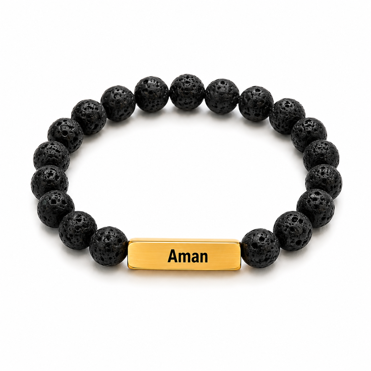 Custom Bead Bracelet - Gold Bar