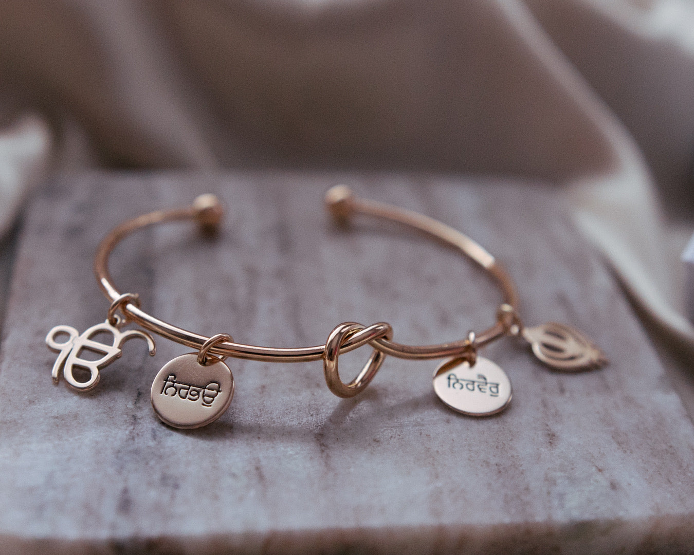 Nirbhau Nirvair Charm Cuff Bangle