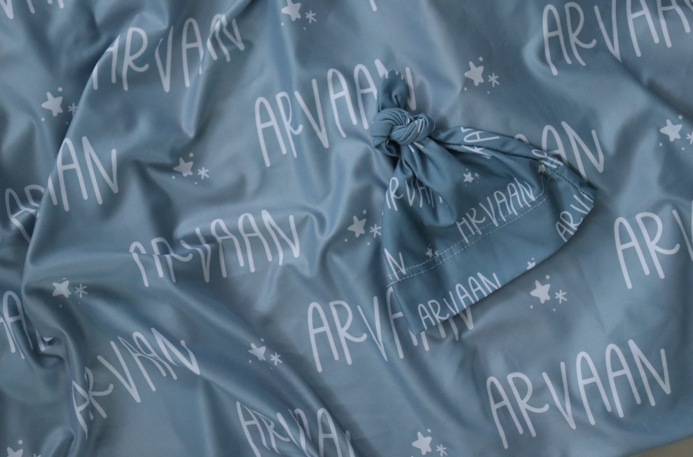 Personalized Baby Swaddle + Knotted Hat