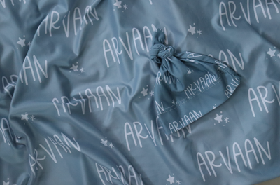 Personalized Baby Swaddle + Knotted Hat